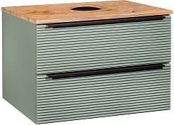 Runo Тумба под раковину Орлеан 70 подвесная зеленая/дуб натуральный – фотография-1