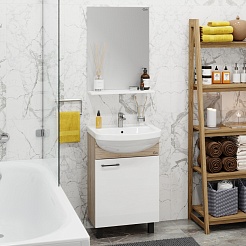 Onika Тумба под раковину Эко 52.10 Black белая/дуб сонома разборная – фотография-3