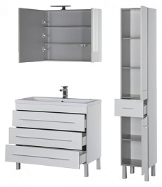 Aquanet Тумба с раковиной Верона 100 напольная, ящики, белая – фотография-5