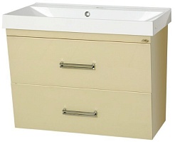 Misty Тумба с раковиной Джулия QVATRO 65 подвесная конус бежевая – фотография-1