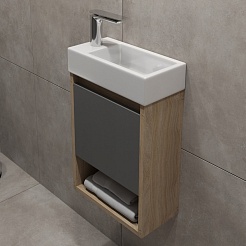 Teymi Тумба с раковиной Nura 37 L подвесная дуб/графит – фотография-4