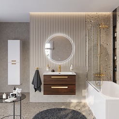 Cezares Тумба под раковину Eco Cer-N 80 орех шоколад софт, без ручек – фотография-2