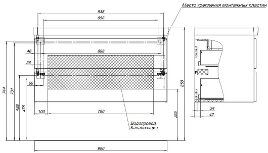 Aquanet Тумба с раковиной Вега 2.0 100 Flat подвесная мисти грин матовая – фотография-16