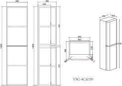 Vincea Шкаф пенал Caprise 40 R подвесной светло-серый матовый – фотография-3