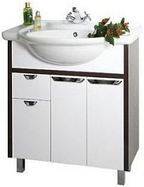 Водолей Тумба с раковиной Клаудия 75 белый/венге – фотография-1