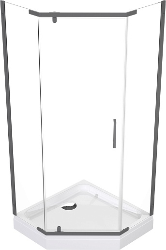 Triton Душевой уголок Дека-Графит 90x90 стекло прозрачное профиль графит с поддоном – фотография-2