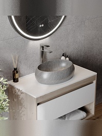 Teymi Раковина накладная в ванную Laina 48 мрамор серый матовый T51303 – фотография-5