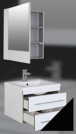 Aquanet Тумба с раковиной Верона 58 подвесная черная – фотография-3