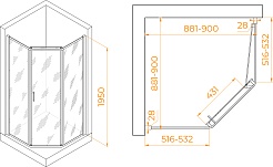 RGW Душевой уголок Passage PA-86 90x120 профиль хром стекло прозрачное – фотография-4