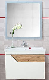 Бриклаер Мебель для ванной Брайтон 80 (Фостер) белая матовая/дуб кера – фотография-1