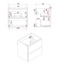 Зов Тумба под раковину Дион 80 подвесная серо-синяя – фотография-4