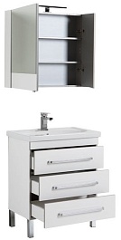 Aquanet Тумба с раковиной Сиена 70 напольная, ящики, белая – фотография-2