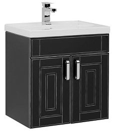 Aquanet Тумба с раковиной "Рондо 60" черный антик (дверцы) – фотография-2