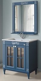 Атолл Мебель для ванной Милана синяя/патина серебро – фотография-1