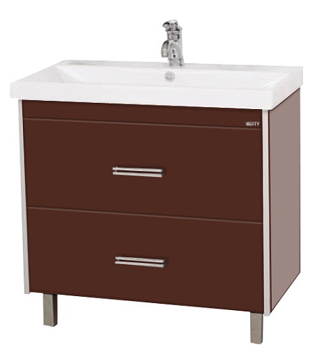 Misty Тумба для умывальника Джулия 90 QVATRO 2 ящика коричневая – фото, картинка, фотография-1