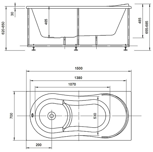 Aquatek Акриловая ванна Афродита 150x70 – фотография-2