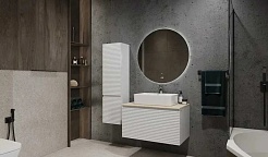 Jorno Тумба с раковиной Cossety 80 подвесная белый/дуб Мавелла голд – фотография-3