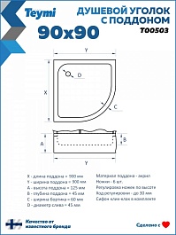 Teymi Душевой уголок Lina 90х90 с поддоном T00503 – фотография-11