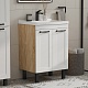 Equil Тумба под раковину Lago 70 2 ящика напольная белая/дерево – фотография-11