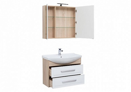 Aquanet Мебель для ванной Остин 85 белая/дуб сонома – картинка-3