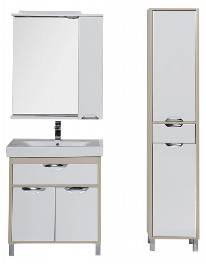 Aquanet Зеркальный шкаф "Гретта 75" светлый дуб – фотография-8