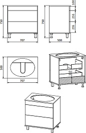 Brevita Тумба под раковину Enfida 70 бежевая – фотография-5