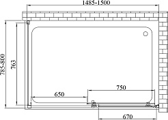 Vincea Душевой уголок Alpha 150x80 VSR-3AL8015MT профиль хром стекло текстурное (рифленое) – фотография-3
