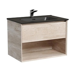 Sancos Тумба с раковиной Marmi 1.0 80 дуб галифакс натуральный раковина Grace 81 CN7012MB – фотография-1