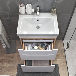 Vigo Тумба с раковиной Grani 600-0-2 белая/дуб золотой – фотография-5