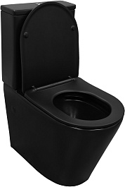 Azario Унитаз-компакт Black Queen AZ-8380 безободковый с бачком с сиденьем микролифт черный матовый – фотография-6