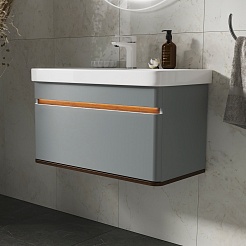 Equil Тумба с раковиной Elegante 80 1 ящик подвесная мэйджик/дуб голиано – фотография-5