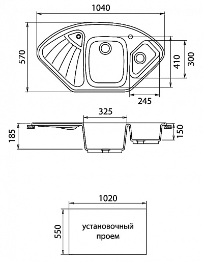 Granfest Мойка кухонная Corner GF-C1040E Светло-розовый угловая – фотография-2
