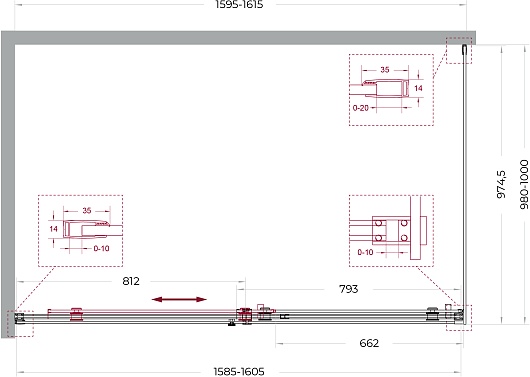 BelBagno Душевой уголок Soft Close-2 SOFT_CLOSE-2-AH-1-160/100-C-GM 160x100 профиль оружейная сталь стекло прозрачное – фотография-12