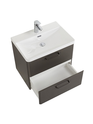 BelBagno Тумба с раковиной Due 50 подвесная Оружейная сталь ручки Матовый тёмный никель – фотография-10