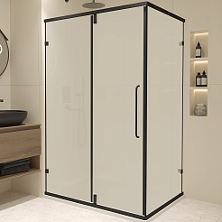 RGW Душевой уголок Classic CL-046B 90x80 профиль черный стекло матовое сатинат – фотография-1