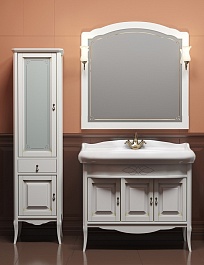 Opadiris Шкаф-пенал для ванной "Лоренцо 45" белый с патиной L – фотография-2