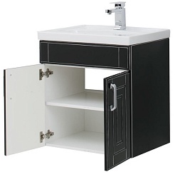 Aquanet Тумба с раковиной "Рондо 60" черный антик (дверцы) – фотография-3