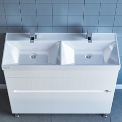 СанТа Мебель для ванной напольная Лондон 100, двойная раковина – фотография-4