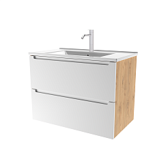 Зов Тумба под раковину Дион 100 подвесная под столешницу матовая белая/дуб – фотография-5