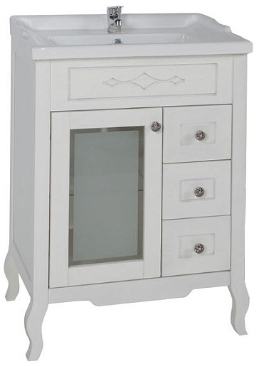 ASB-Woodline Тумба под раковину Флоренция Квадро 60 белый/патина серебро – фото, картинка, фотография-1