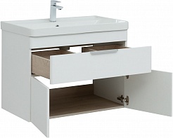Aquanet Мебель для ванной Ирис New 80 подвесная белая глянцевая – фотография-7
