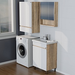 СанТа Тумба с раковиной Марс 60 белая/янтарное дерево – фотография-6