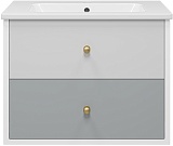 Brevita Тумба с раковиной Анастейша 80 подвесная серая/белая