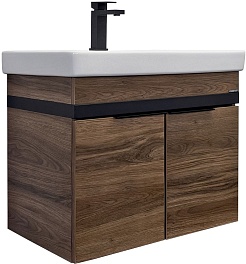 Comforty Тумба с раковиной Соло 70 подвесная дуб темно-коричневый – фотография-1