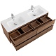 BelBagno Тумба под раковину Kraft 140 подвесная 4 ящика Rovere Tabacco двойная раковина – фотография-21
