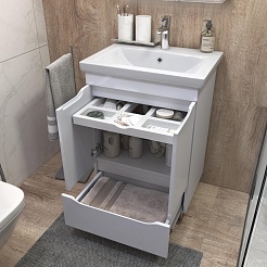 Vigo Тумба с раковиной Grani 600-2-1 белая – фотография-3