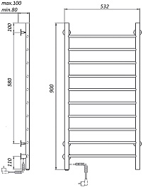 Domoterm Полотенцесушитель электрический Аврора DMT 109-10 50x90 ЧРН EK L черный – фотография-4