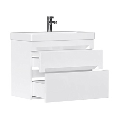 Equil Тумба с раковиной Corner 70 2 ящика подвесная белая – фотография-2