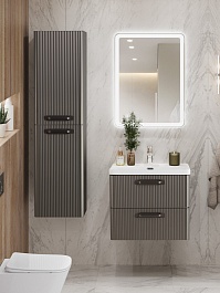 BelBagno Тумба с раковиной Due 50 подвесная Оружейная сталь ручки Матовый тёмный никель – фотография-17