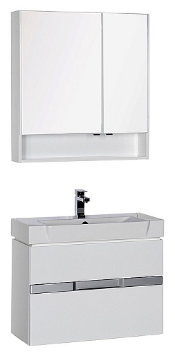 Aquanet Зеркальный шкаф "Виго 80" белый – картинка-3